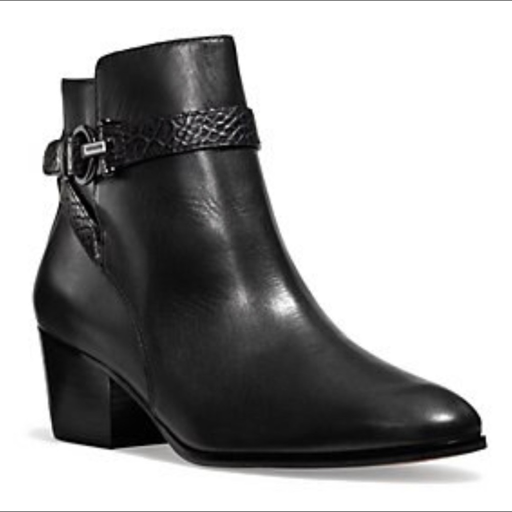 COACH A00243 Paulina Calf Leather Black Boots